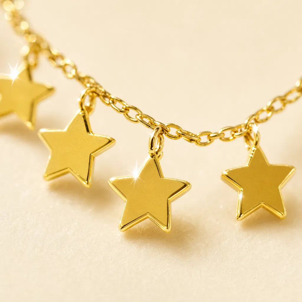 Collana Doppia Luna e Stelle – Acciaio Inossidabile Anallergico, Non Sbiadisce e Waterproof