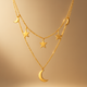 Collana Doppia Luna e Stelle – Acciaio Inossidabile Anallergico, Non Sbiadisce e Waterproof
