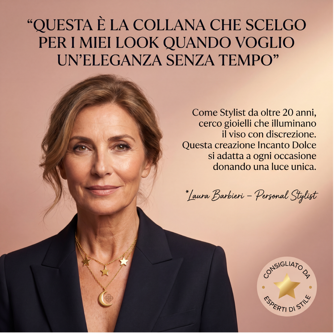Collana Doppia Luna e Stelle – Acciaio Inossidabile Anallergico, Non Sbiadisce e Waterproof